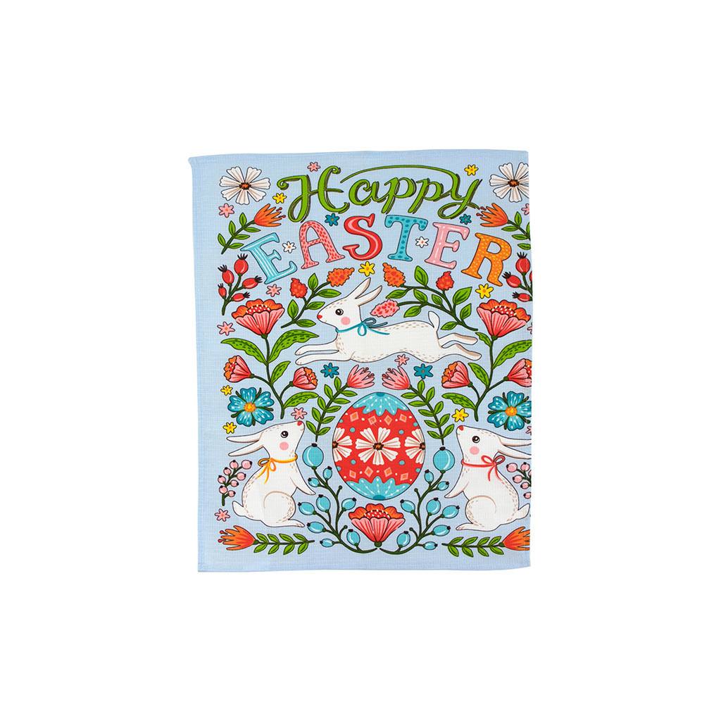 Рушник Руно Набір вафельних Великодні Зайчики з писанкою блакитний 45х60 см 3 шт (710Т_ Великодні Зайчики з писанкою блакитний) - зображення 2