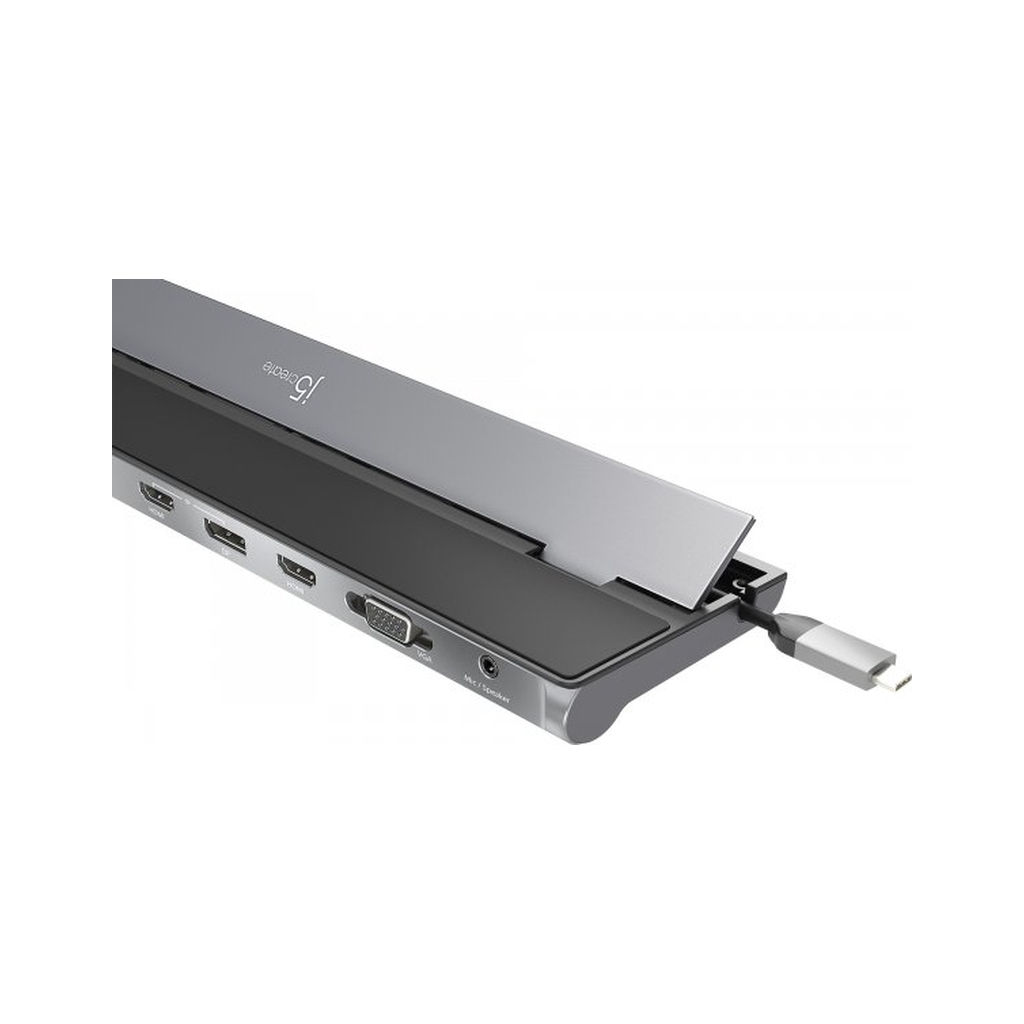 Порт-реплікатор J5create Dock-Station USB-C 10-in-1 (HDMI/PD/USB-A/USB-C/LAN/картридер/audio) (JCD543-N) - зображення 7