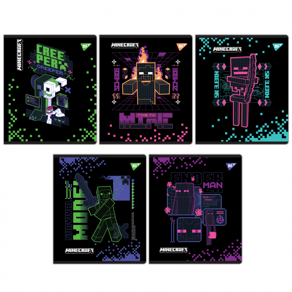 Зошит Yes Minecraft. Black 12 аркушів лінія (767510) - зображення 1