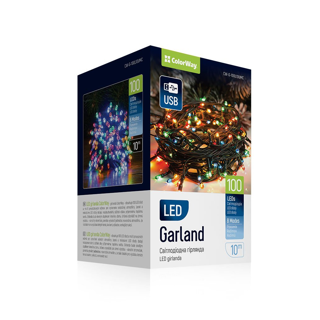 Гірлянда ColorWay LED 100 10 м 8 функцій (CW-G-100L10UMC) - зображення 1