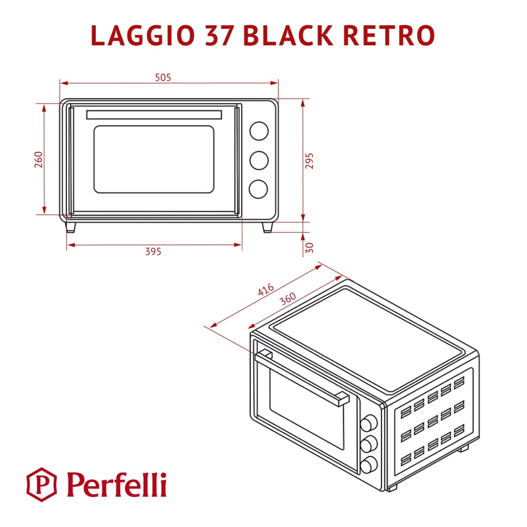 Електропіч Perfelli LAGGIO 37 BLACK RETRO - зображення 12