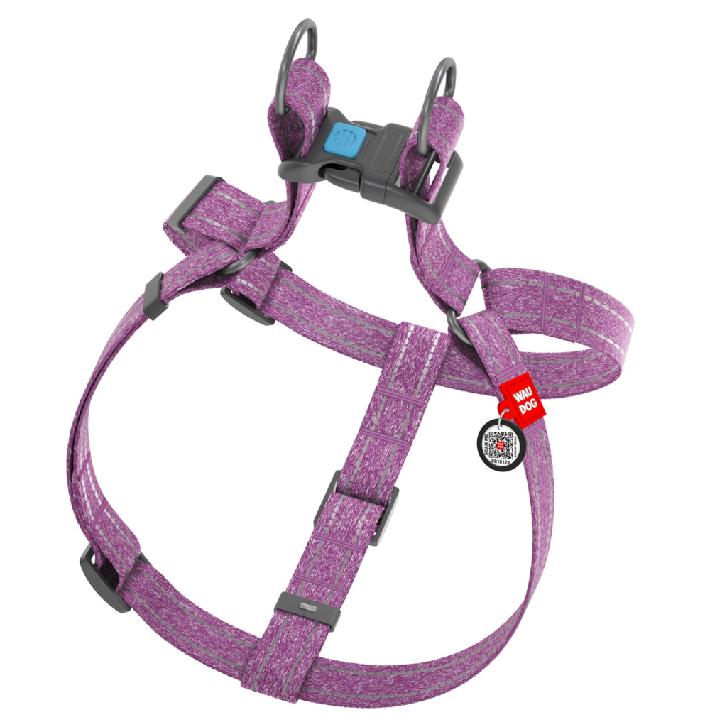 Шлея для собак WAUDOG Re-cotton з QR-паспортом L фіолетова (03339) - зображення 2