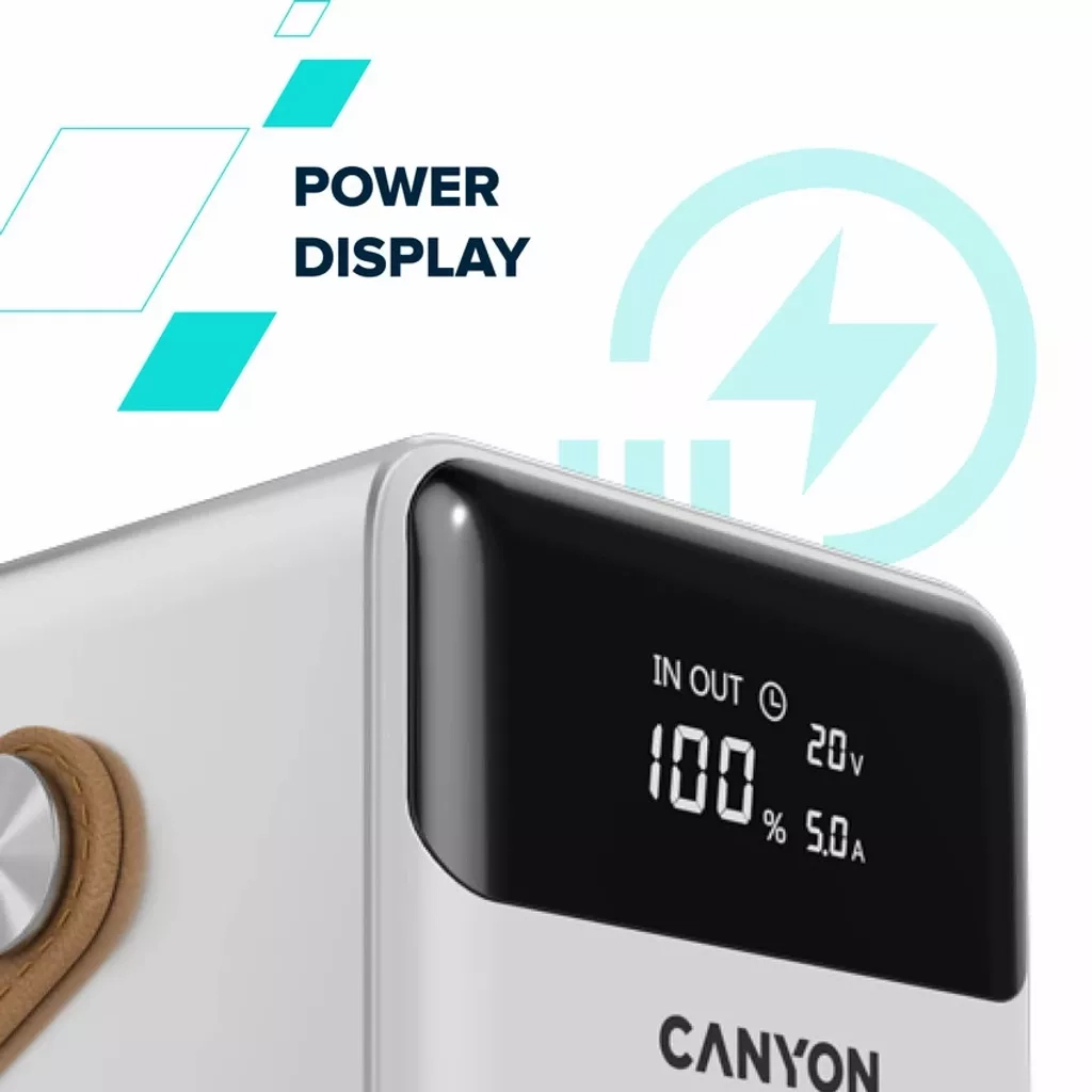 Батарея універсальна Canyon 60000mAh OnPower 610 PD/100W metal White (CNS-CPB610W) - зображення 7