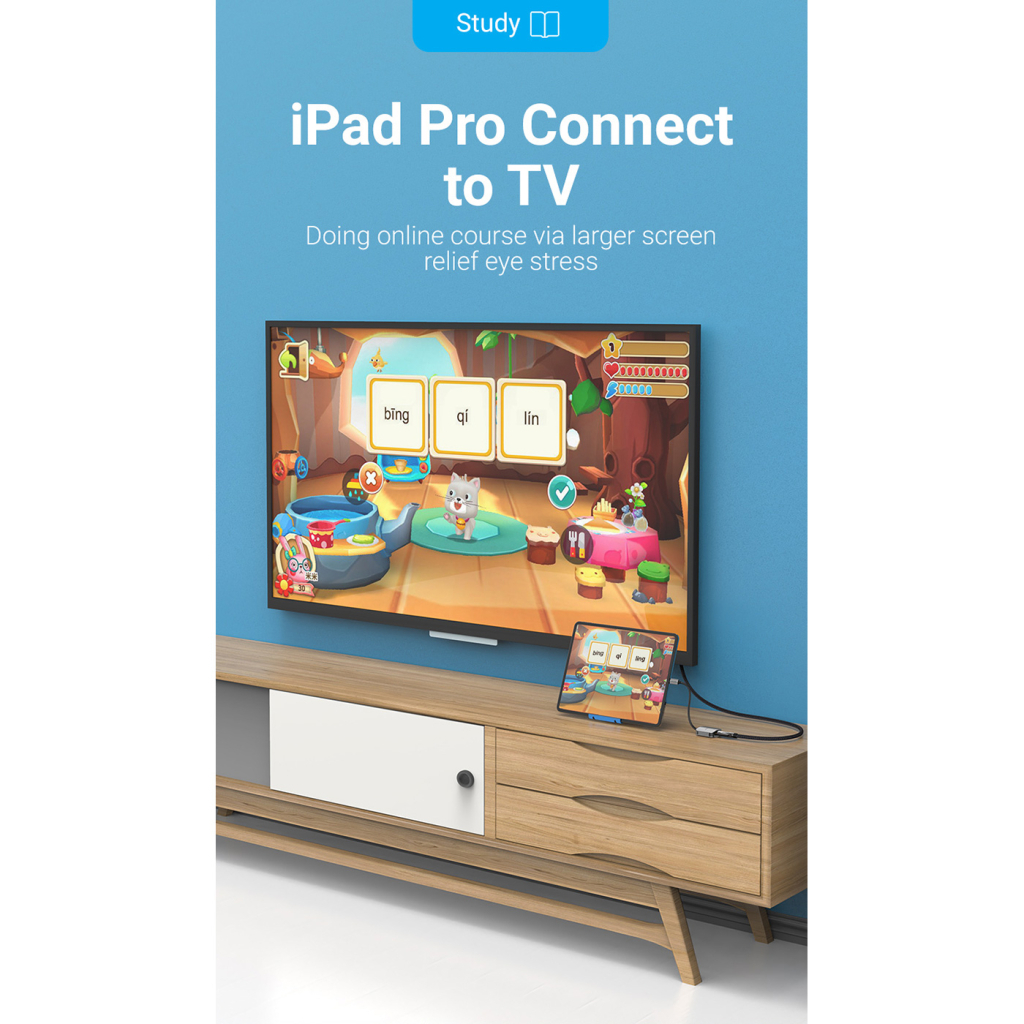 Перехідник USB3.1 Type-C to HDMI (F) 4K 30HZ 0.15m Vention (TDEHB) - зображення 4