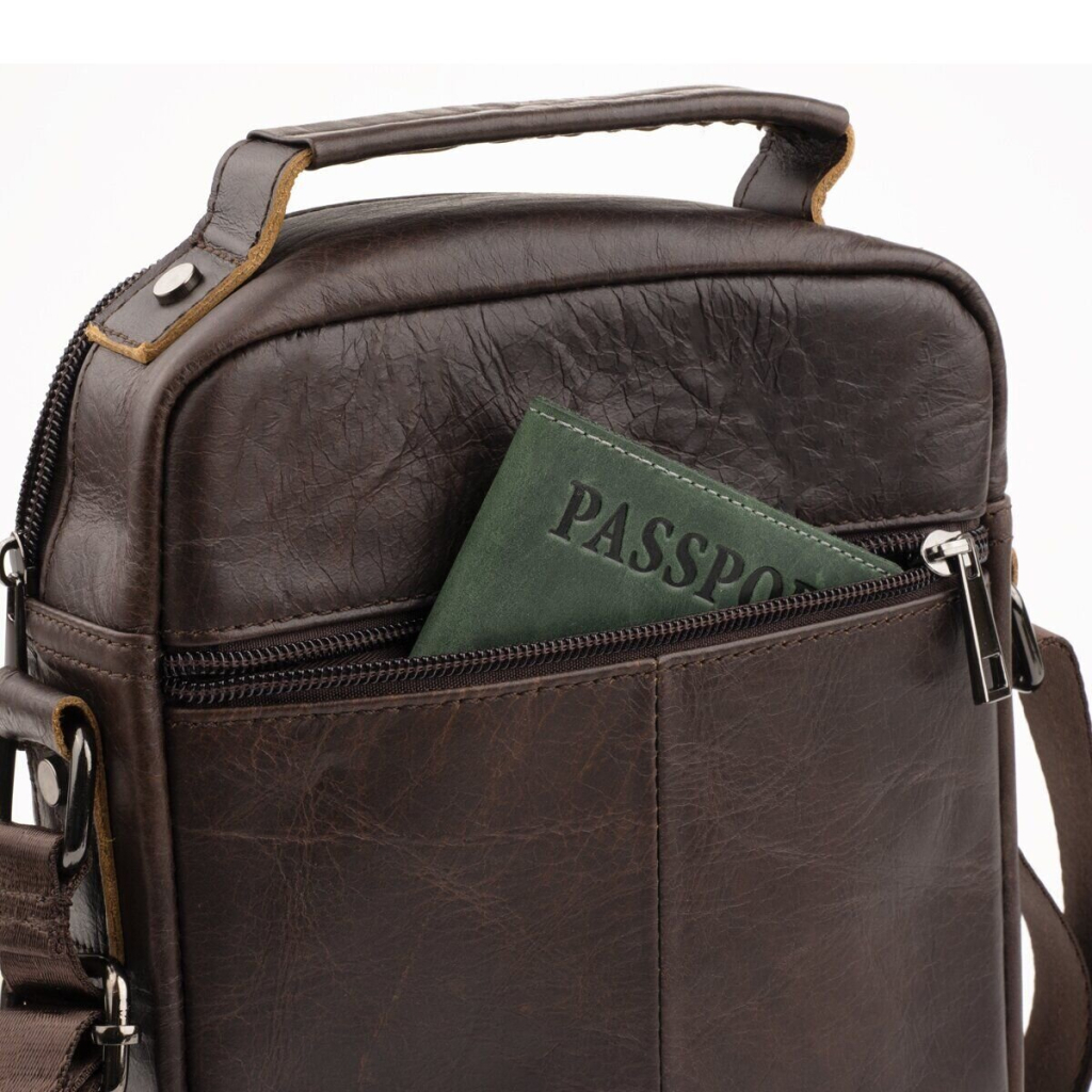 Сумка Vintage Зі щільної шкіри Коричнева (14996) - зображення 8