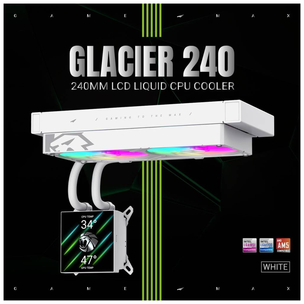 Система рідинного охолодження Gamemax GLACIER 240 LCD WH - зображення 12