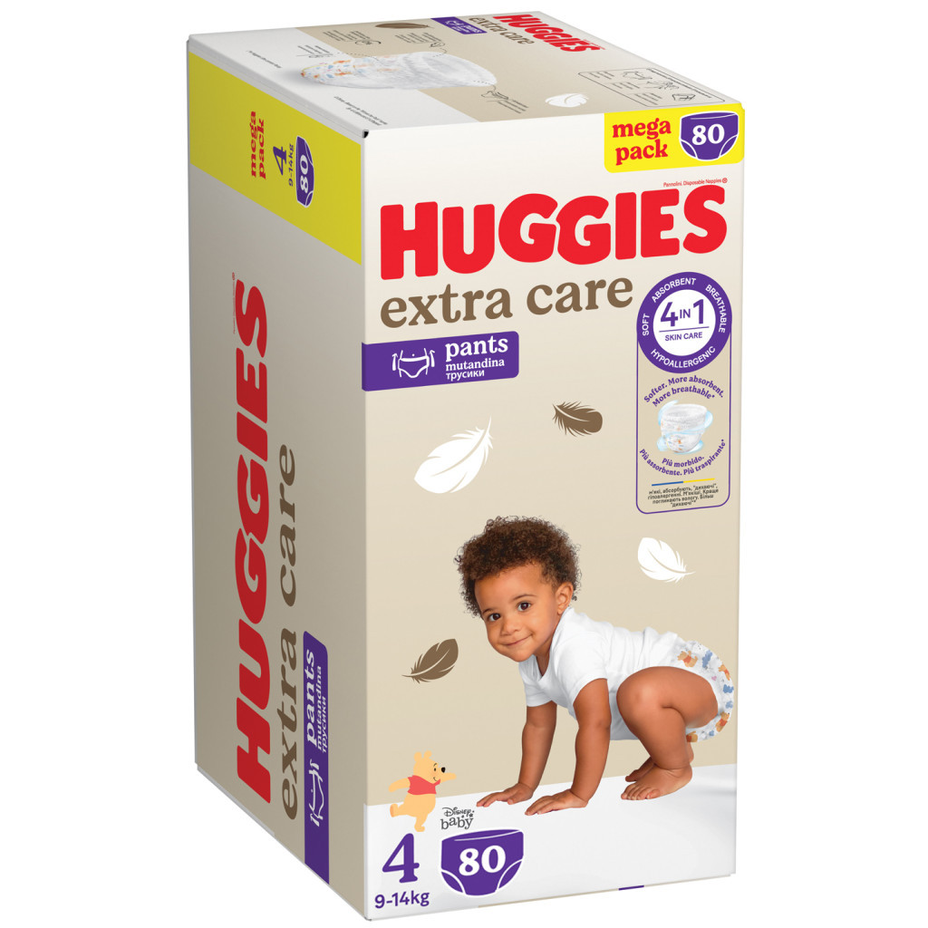 Підгузки Huggies Extra Care Розмір 4 (9-14 кг) Pants Box 80 шт (5029053582405) - изображение 2