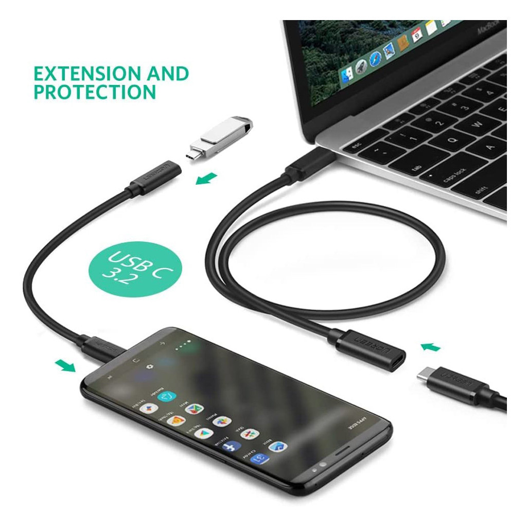Дата кабель USB-C to USB-C 1.0m USB 3.1Gen2 100W US353 Black Ugreen (10387) - зображення 2