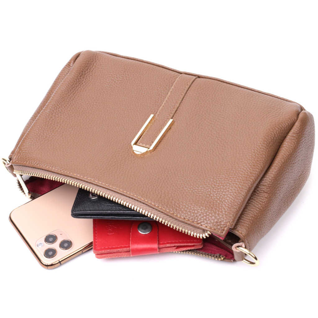 Сумка Vintage Жіноча через плече із натуральної шкіри Бежева (22288) - зображення 9