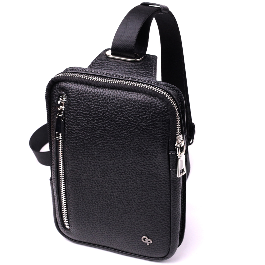 Сумка Grande Pelle Бананка з натуральної шкіри Чорна (22877) - зображення 1