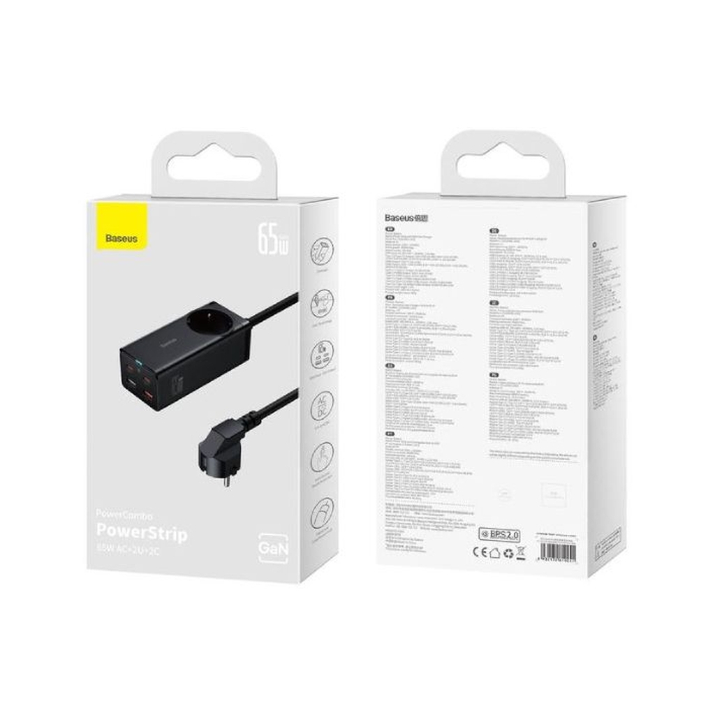 Зарядний пристрій Baseus AC + 2xUSB-C 65W + 2xUSB black (PSZM000901) - изображение 8