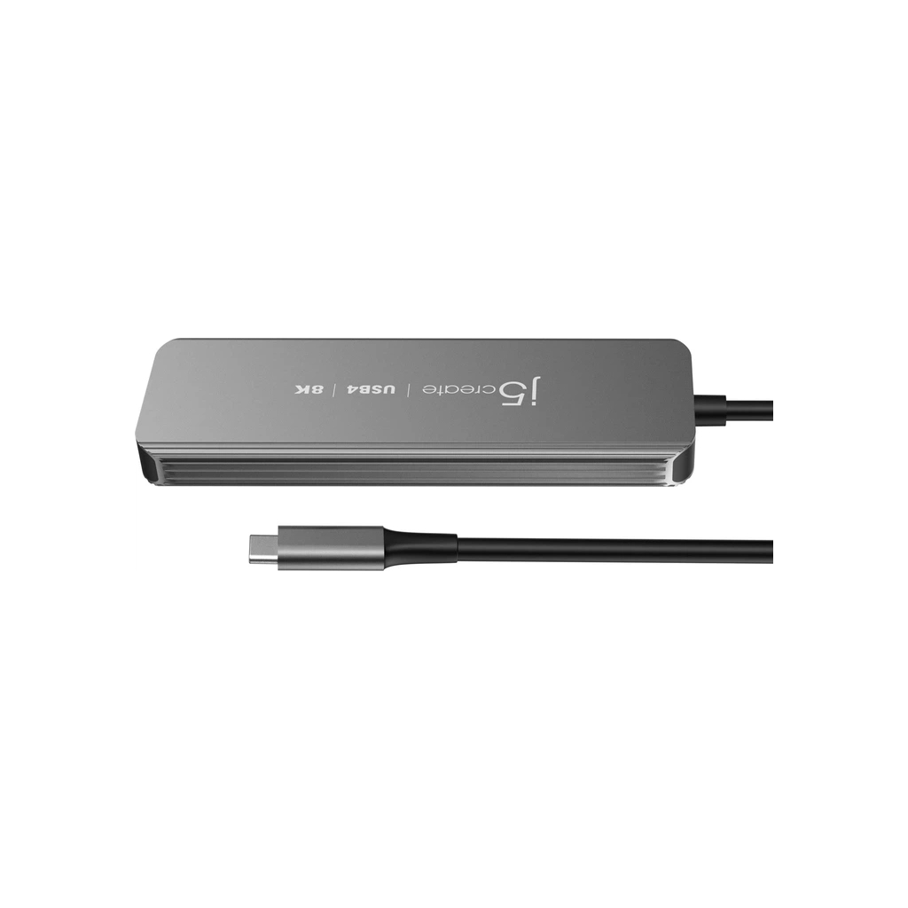 Концентратор J5create USB-C 5-in-1 2xUSB 3.2 10Gbps + 2xUSB-C 10Gbps PD 100W + HDMI 8K gray (JCH453-N) - зображення 4