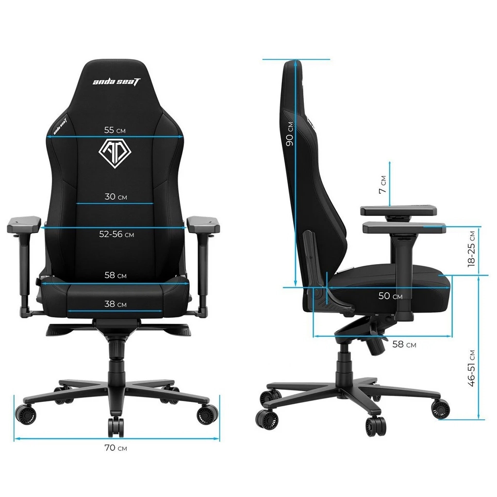 Крісло ігрове Anda Seat Phantom 3 Fabric Size XL Dark Gray (AD18XL-52-GB-F-G01) - зображення 8