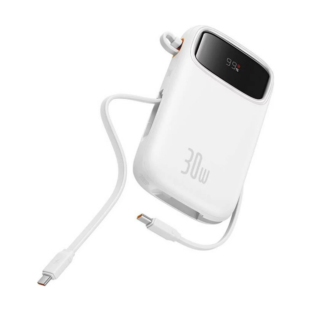 Батарея універсальна Baseus QPow2 20000mAh 30W, with 2*Type-C Cable, White (P10055009213-00) - зображення 1