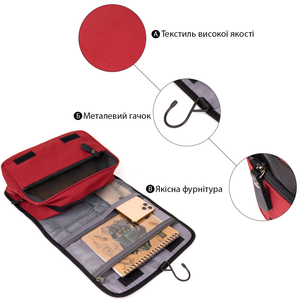 Несесер Vintage Текстильна органайзер Малинова (20658) - зображення 4