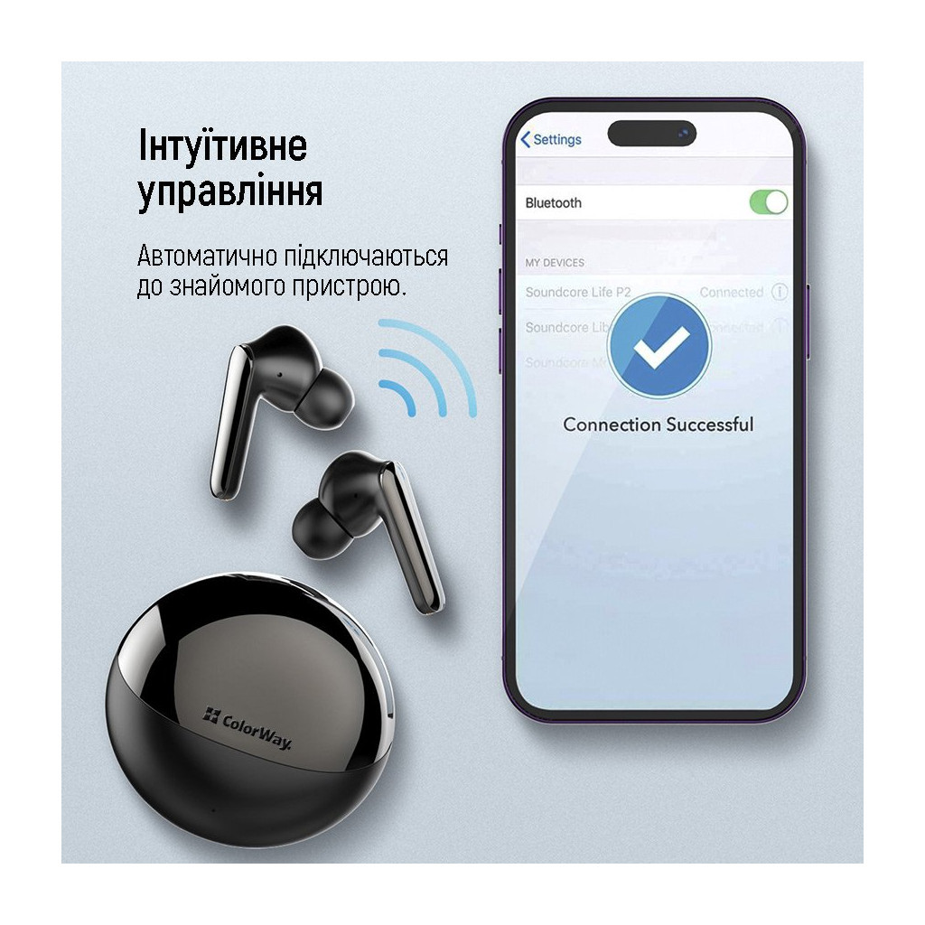 Навушники ColorWay TWS-3 Earbuds Black (CW-TWS3BK) - зображення 9