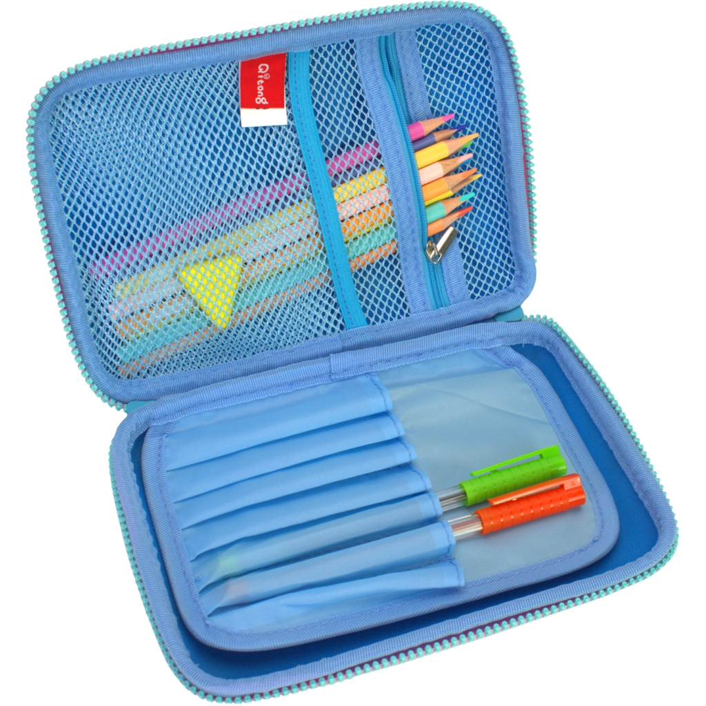 Пенал Cool For School з тисненням 1 відділення Блакитний (QT-5632-Blue) - зображення 2