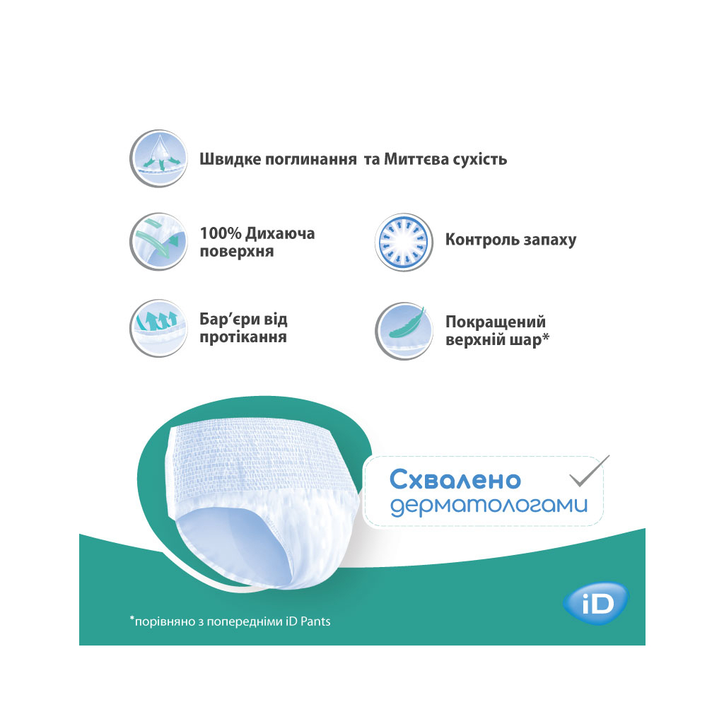 Підгузки для дорослих ID Plus M труси 10 шт (5411416047728) - зображення 6
