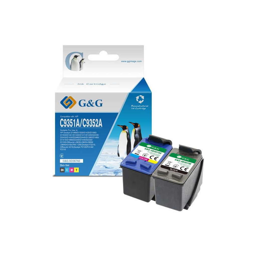 Картридж G&G HP No.21/22 Black/Tri-color Combo Pack (GG-SD367AE) - зображення 1