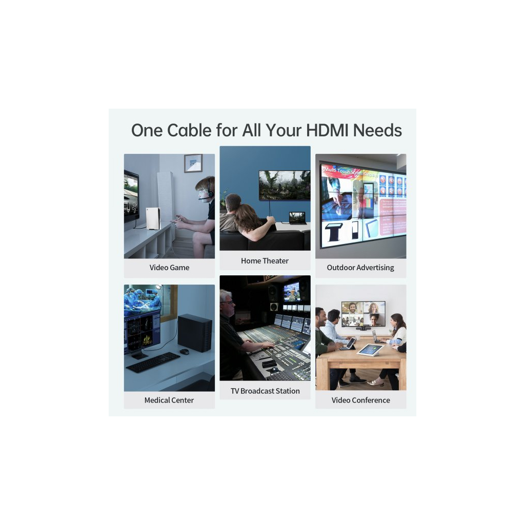 Кабель мультимедійний HDMI to HDMI 2.0m V.2.1 8K 60Hz HDR10 HLG 48Gbps YUV 444 Choetech (XHH-TP20) - изображение 9
