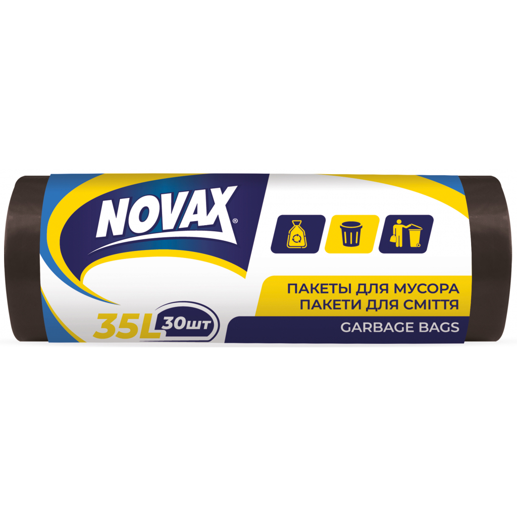 Пакети для сміття Novax чорні 35 л 30 шт. (4823058302560) - зображення 1