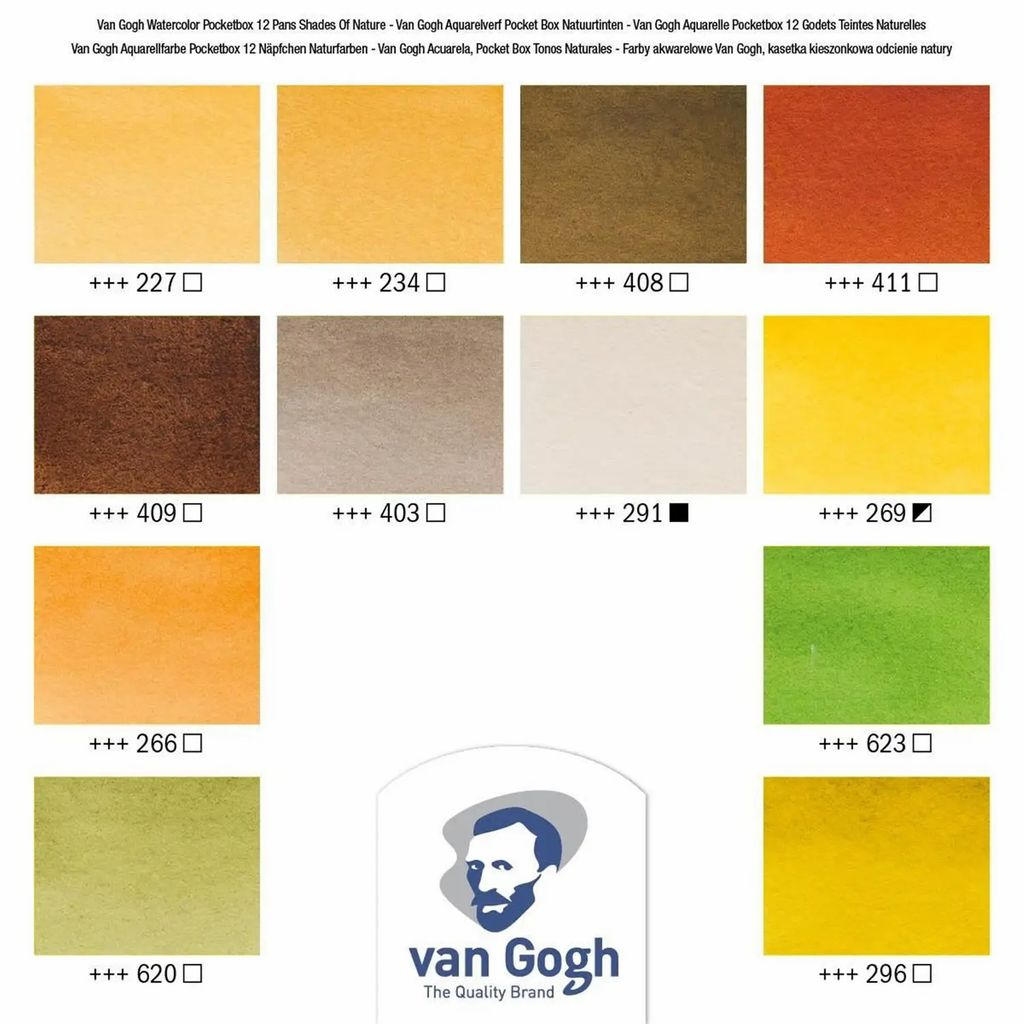 Акварельні фарби Royal Talens Van Gogh Pocket box Muted Colours 12 кольорів в кюветах, з пензликом (8712079422837) - зображення 6