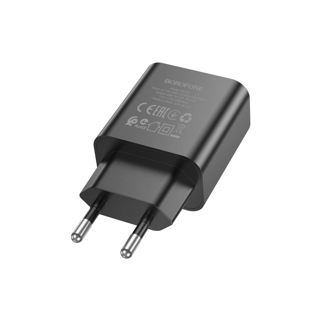 Зарядний пристрій BOROFONE BA72A USB QC3.0 black (6974443388541) - зображення 2