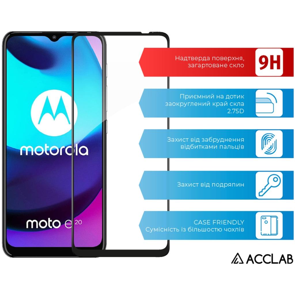Скло захисне ACCLAB Full Glue MOTO E20 Black (1283126521232) - зображення 3