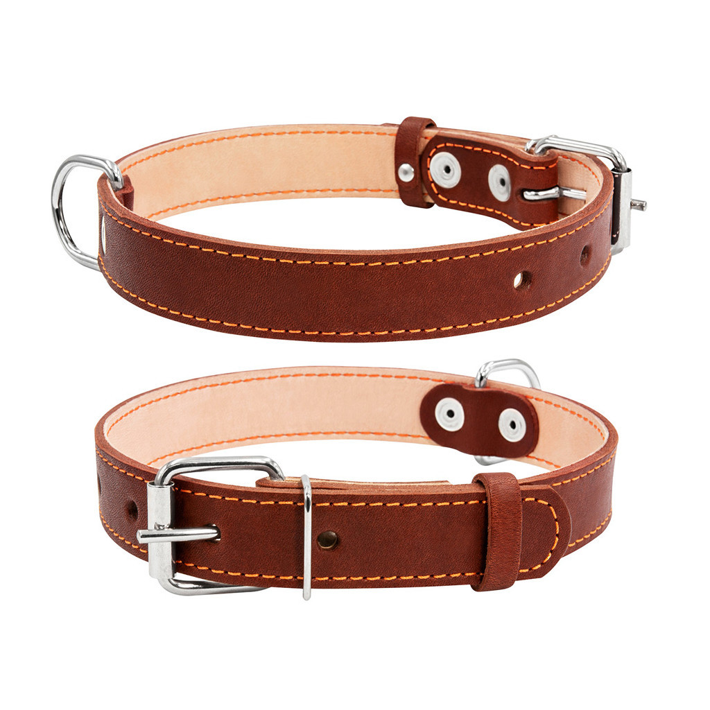 Нашийник для тварин Collar подвійний Ш 25 мм Д 38-50 см коричневий (02296) - зображення 1