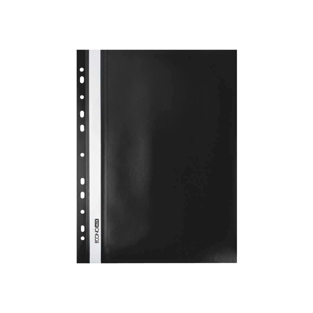 Папка-швидкозшивач Economix А4 з перфорацією, фактура "помаранч", чорна (E31508-01) - изображение 1
