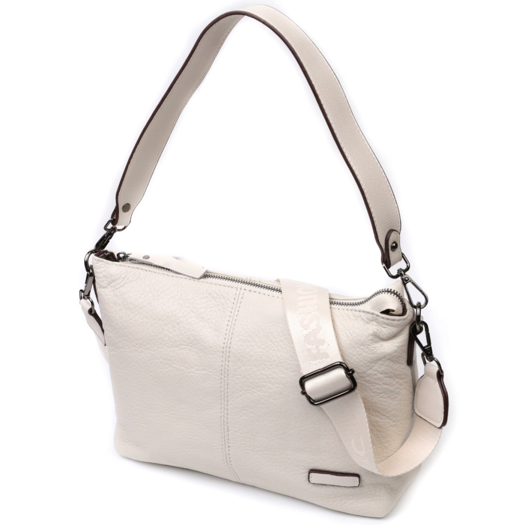Сумка Vintage Жіноча з двома знімними ременями з натуральної шкіри Біла (22377) - зображення 1