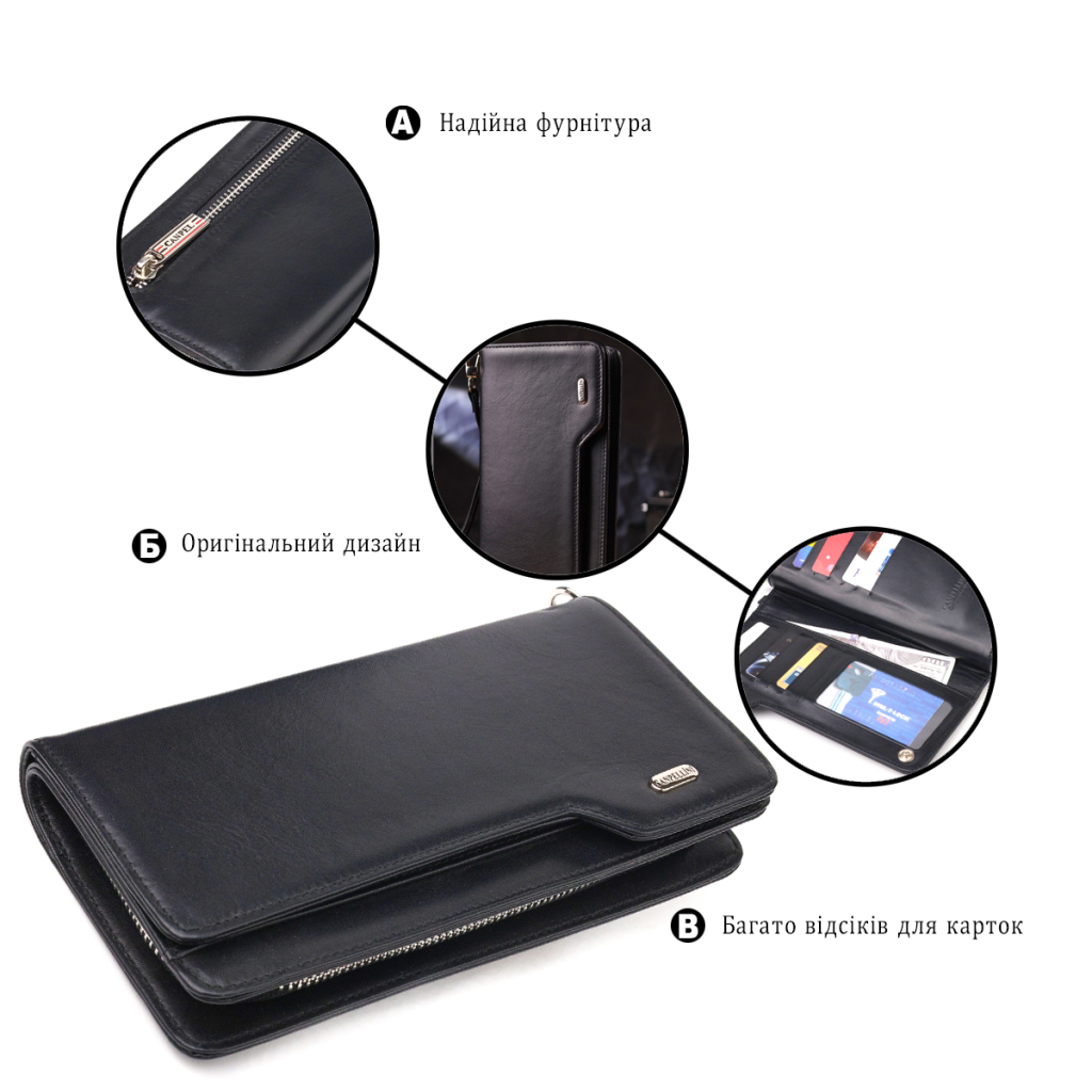 Портмоне Canpellini З натуральної шкіри Чорне (21540) - зображення 4