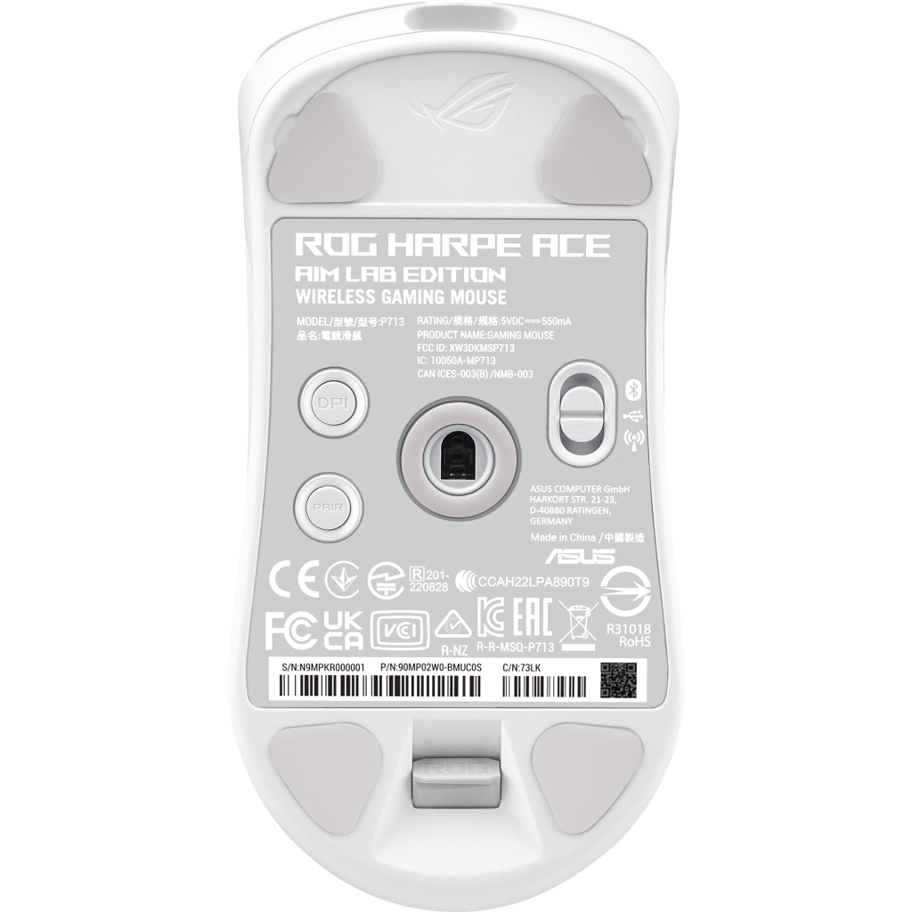 Мишка ASUS ROG Harpe Ace Aim Lab Edition Wireless/USB White (90MP02W0-BMUA10) - зображення 3