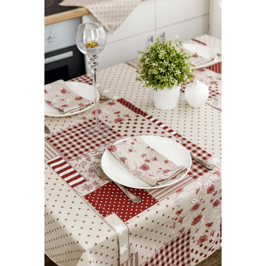 Скатертина Прованс Горох бордо Господиня 120х136 см (4823093451025) - зображення 3