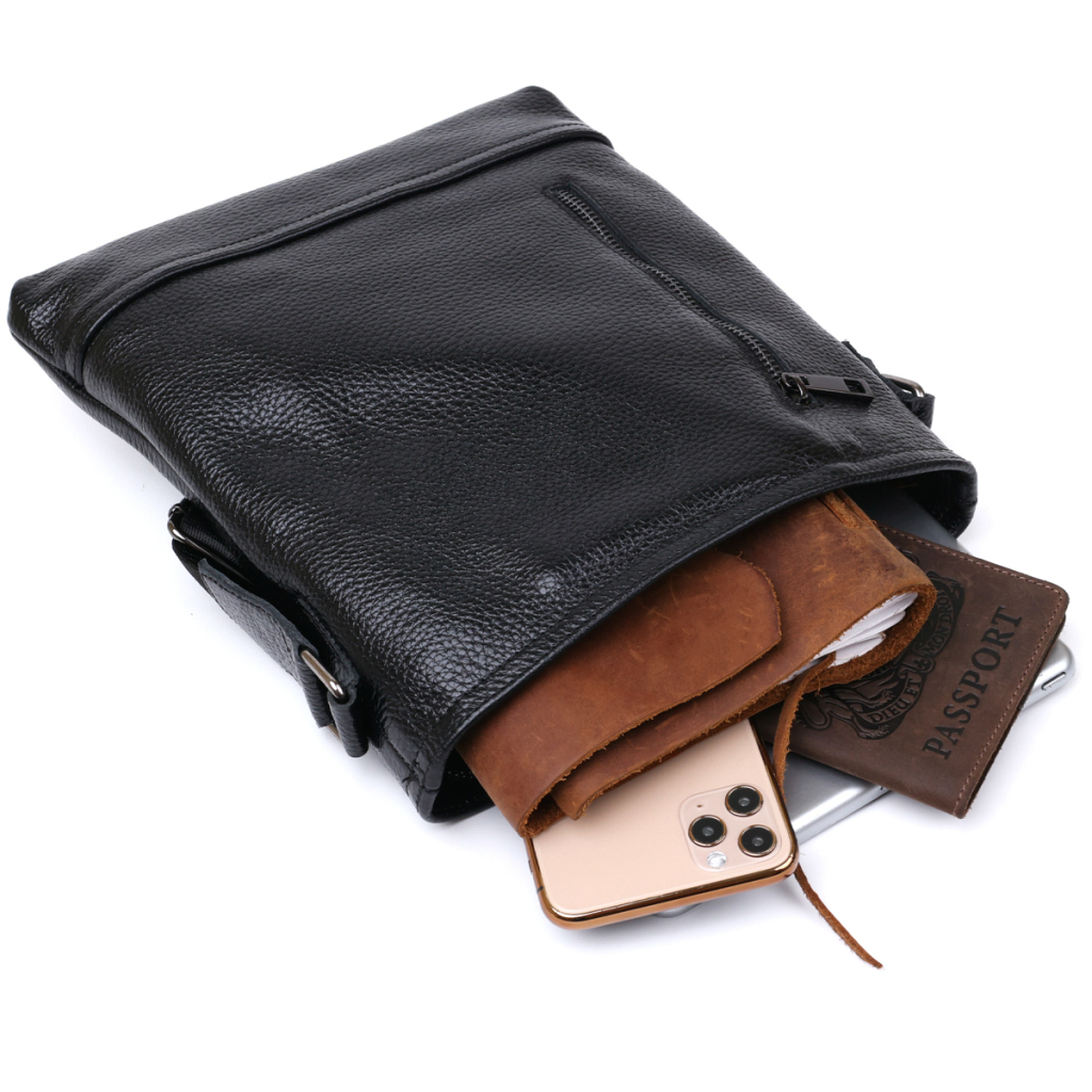 Сумка Shvigel Шкіряна через плече Чорна (11604) - зображення 6