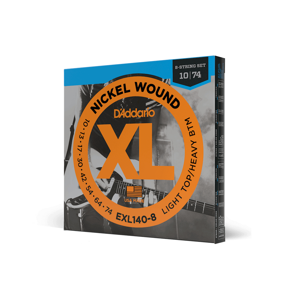 Струни для гітари D'Addario XL Nickel Wound Light Top / Heavy Bottom 8-String (10-74) (EXL140-8) - зображення 2