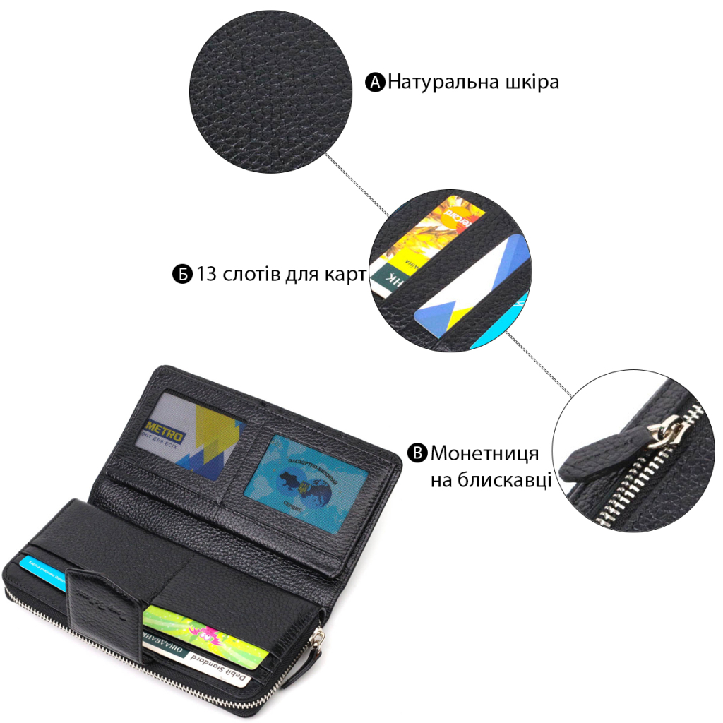 Гаманець Tony Bellucci З блоком для карт та документів Чорний (21955) - зображення 5