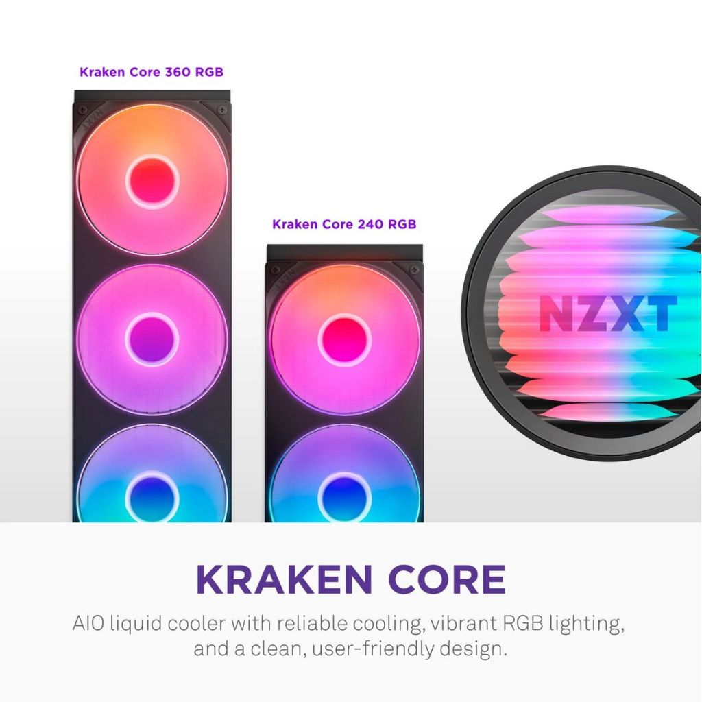 Система рідинного охолодження NZXT Kraken Core 240 Black with RGB fans Single Fra (RL-KR24C-B1) - зображення 3