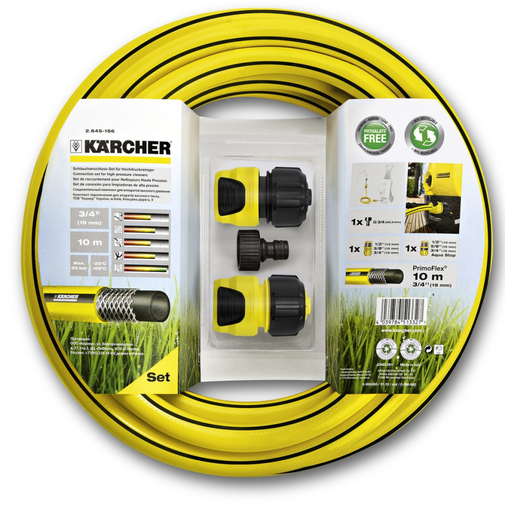 Шланг для поливу Karcher з комплект для підключення до мінімийок 3/4", 10м (2.645-156.0) - зображення 1