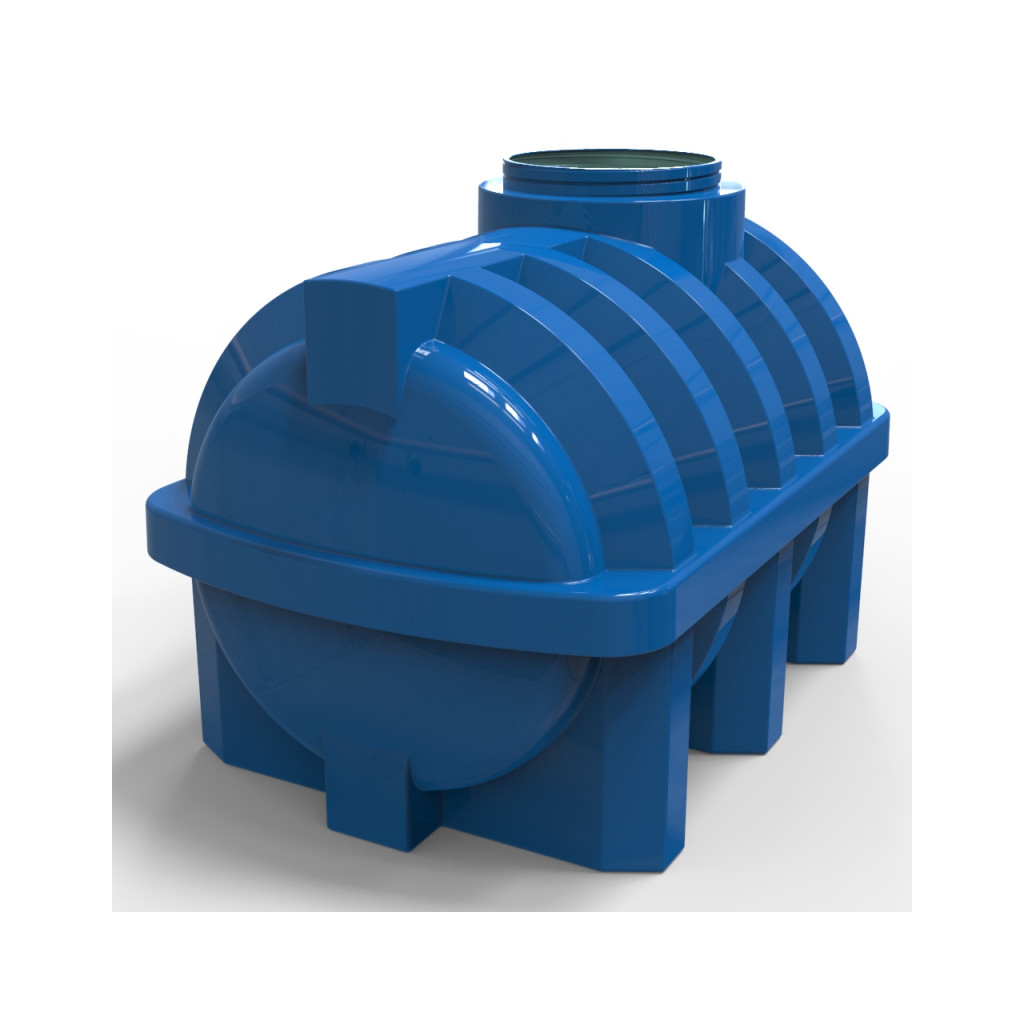Ємність для води Євро Пласт горизонтальна харчова 500 л ребро синя (1447) - зображення 2