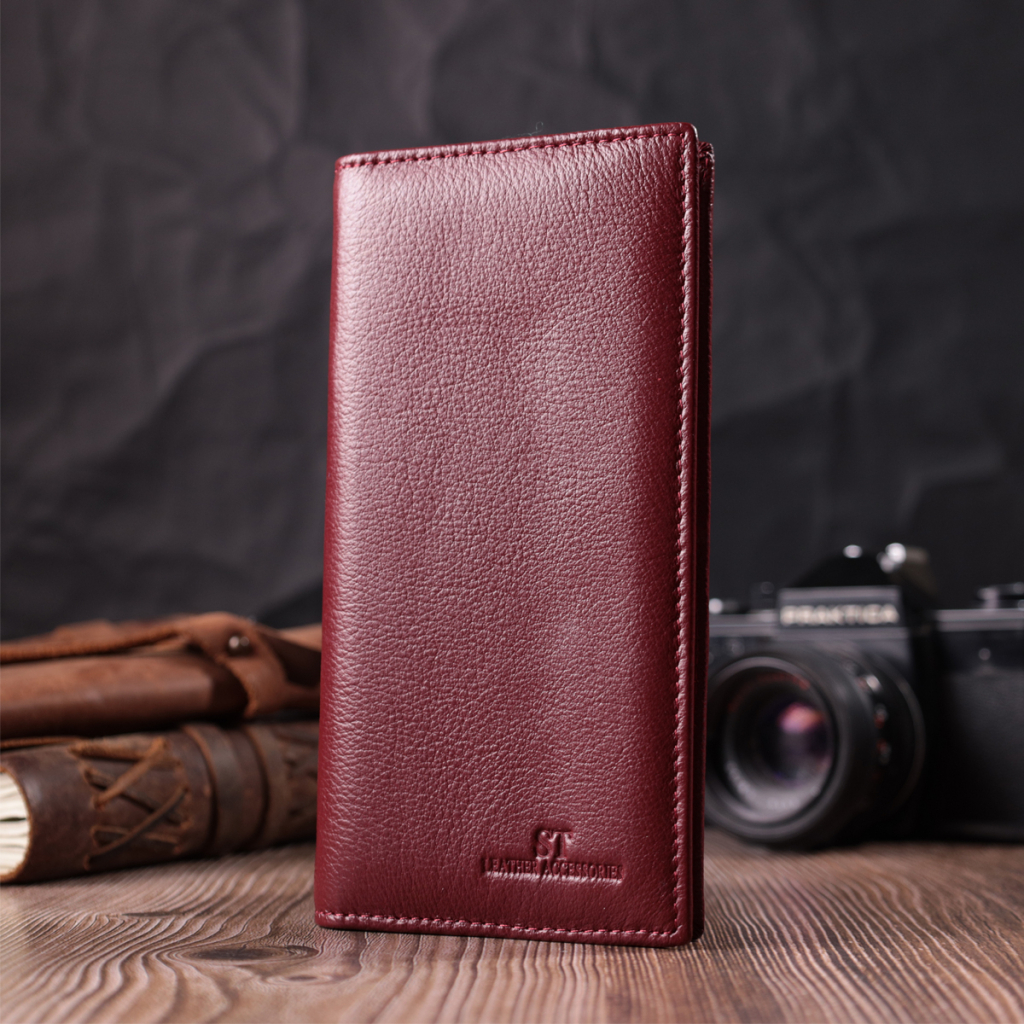 Гаманець ST Leather З натуральної шкіри Бордовий (22541) - зображення 9