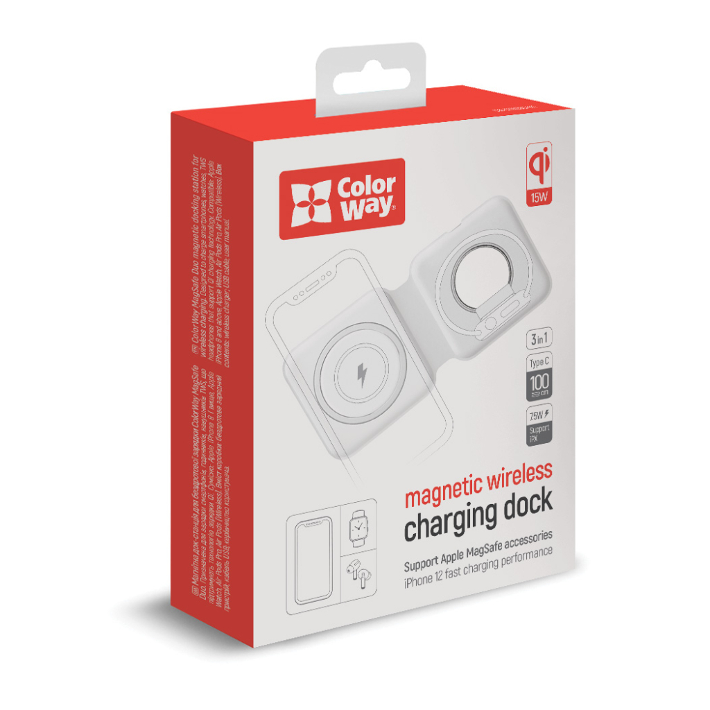 Зарядний пристрій ColorWay MagSafe Duo Charger 15W for iPhone (White) (CW-CHW32Q-WT) - зображення 3
