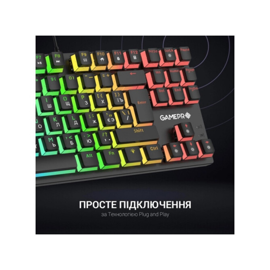 Клавіатура GamePro MK80B RGB Blue Switch USB Black (MK80B) - зображення 10