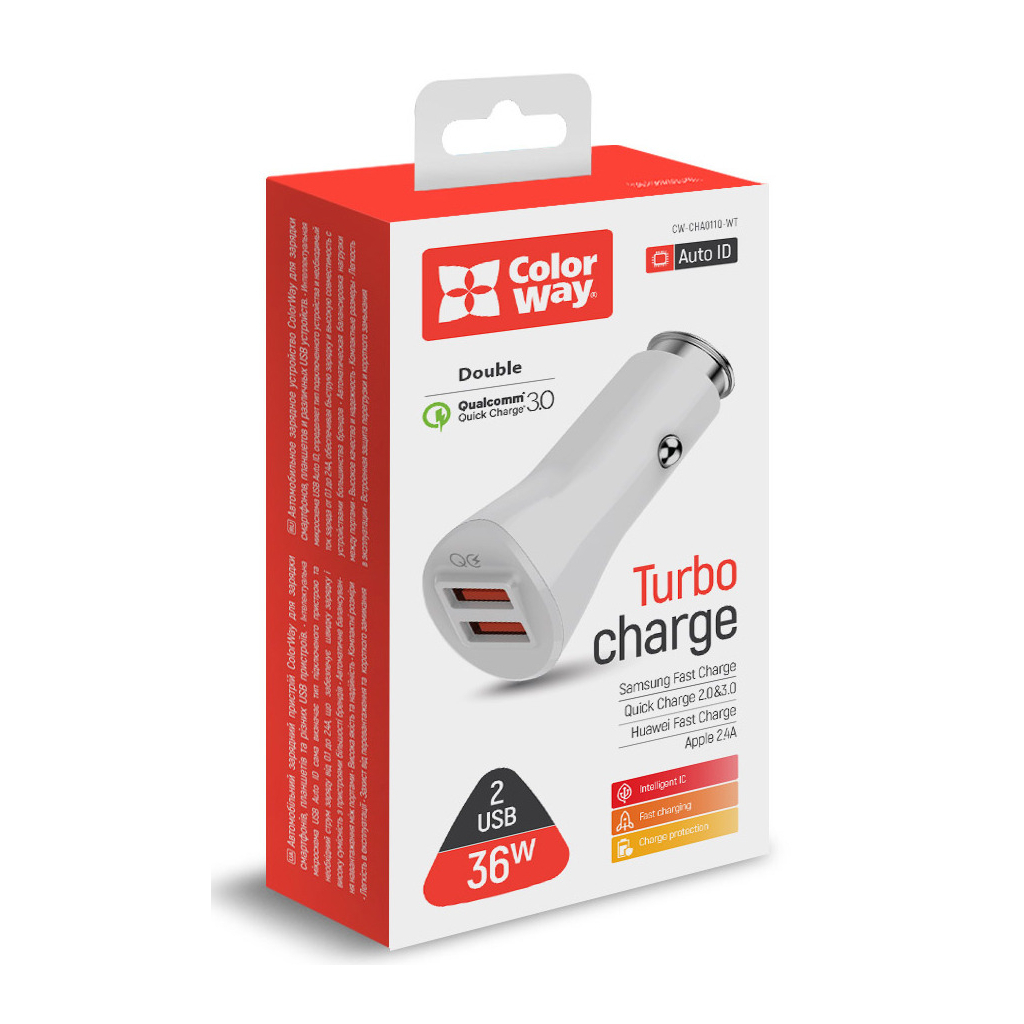 Зарядний пристрій ColorWay 2USB Quick Charge 3.0 (36W (CW-CHA011Q-WT) - зображення 6