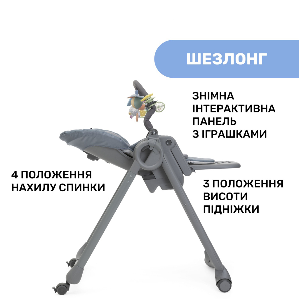 Стілець для годування Chicco Polly Magic Relax New Сіро-блакитний (79502.96) - зображення 3