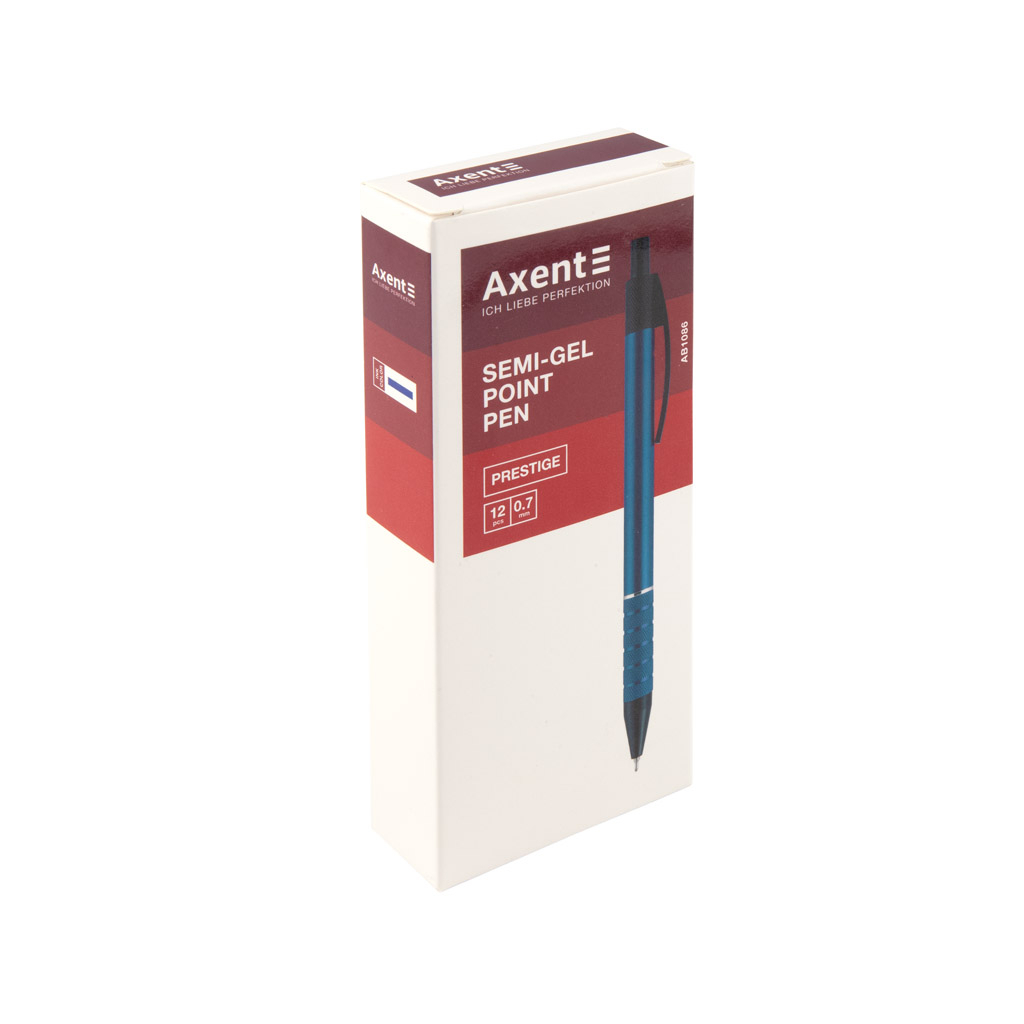 Ручка масляна Axent Prestige автоматична метал. корпус синій, Синя 0.7 мм (AB1086-14-02) - зображення 2