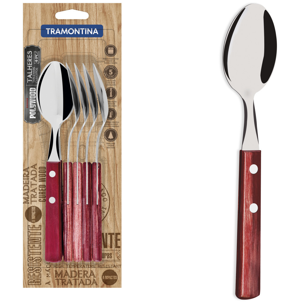 Столова ложка Tramontina Polywood 6 шт Червоне дерево (21103/670) - зображення 3