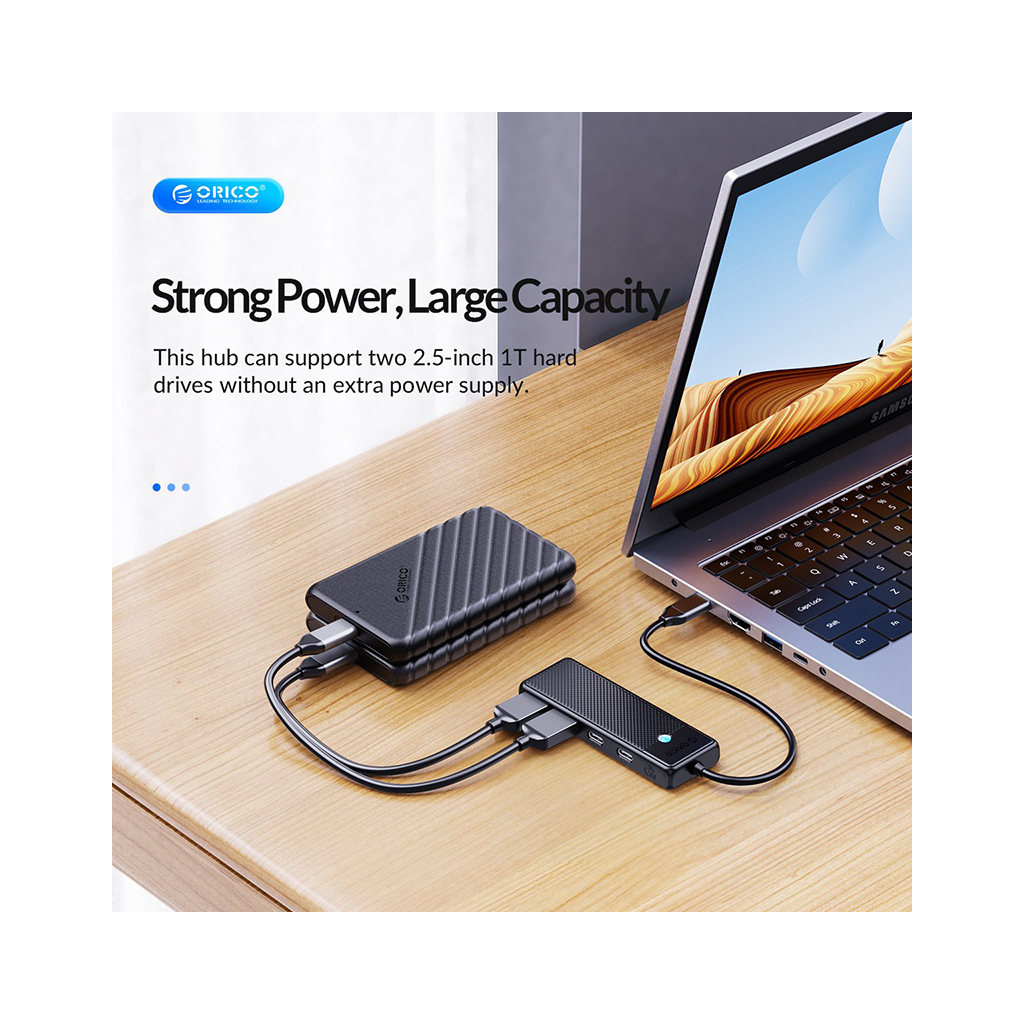 Концентратор Orico USB-C to 2xUSB-C + 2xUSB3.0 (CA914210) - зображення 5