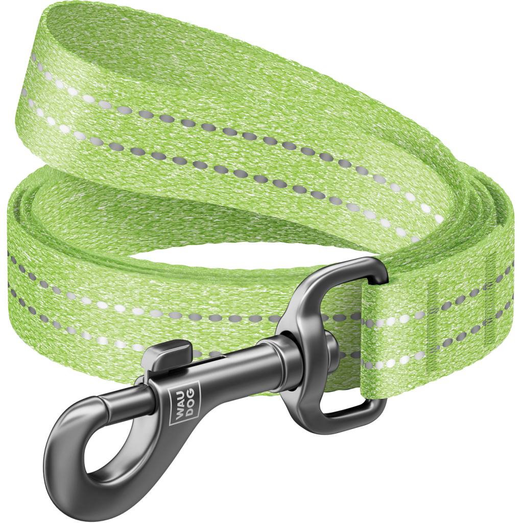 Повідець для собак WAUDOG Re-cotton світловідбивний M Ш 20 мм Д 150 см салатовий (40145) - зображення 1