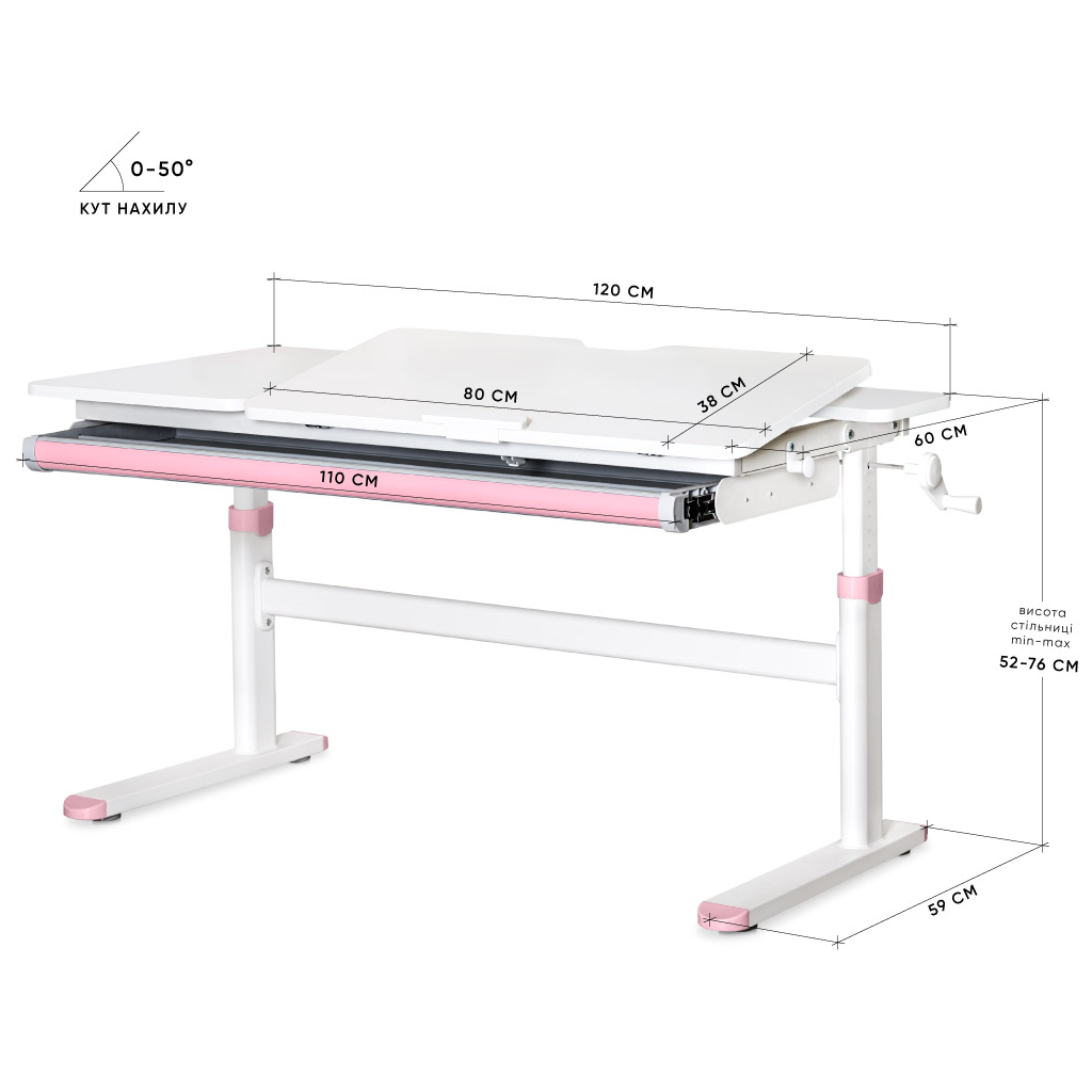 Парта Evo-kids Lite Pink (TH-360 WG/PN Lite) - зображення 3